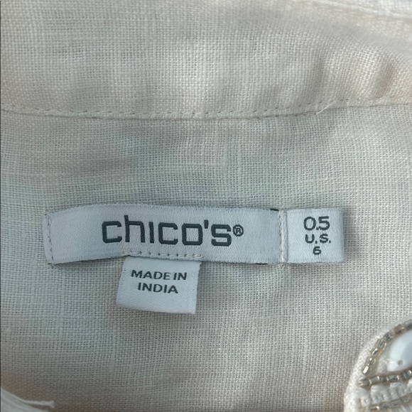 Chico's Ivory Tiered Dress with Beaded Neckline - Picture 3 of 13